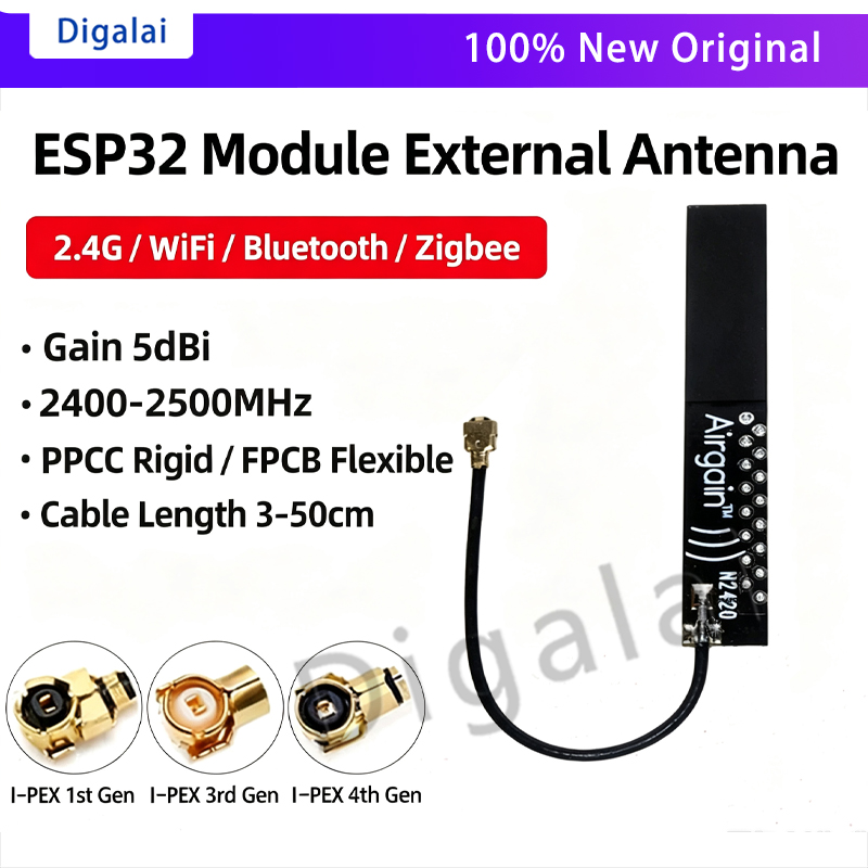 Ipex Connector - Antena ESP32 2.4GHz WiFi Bluetooth dengan