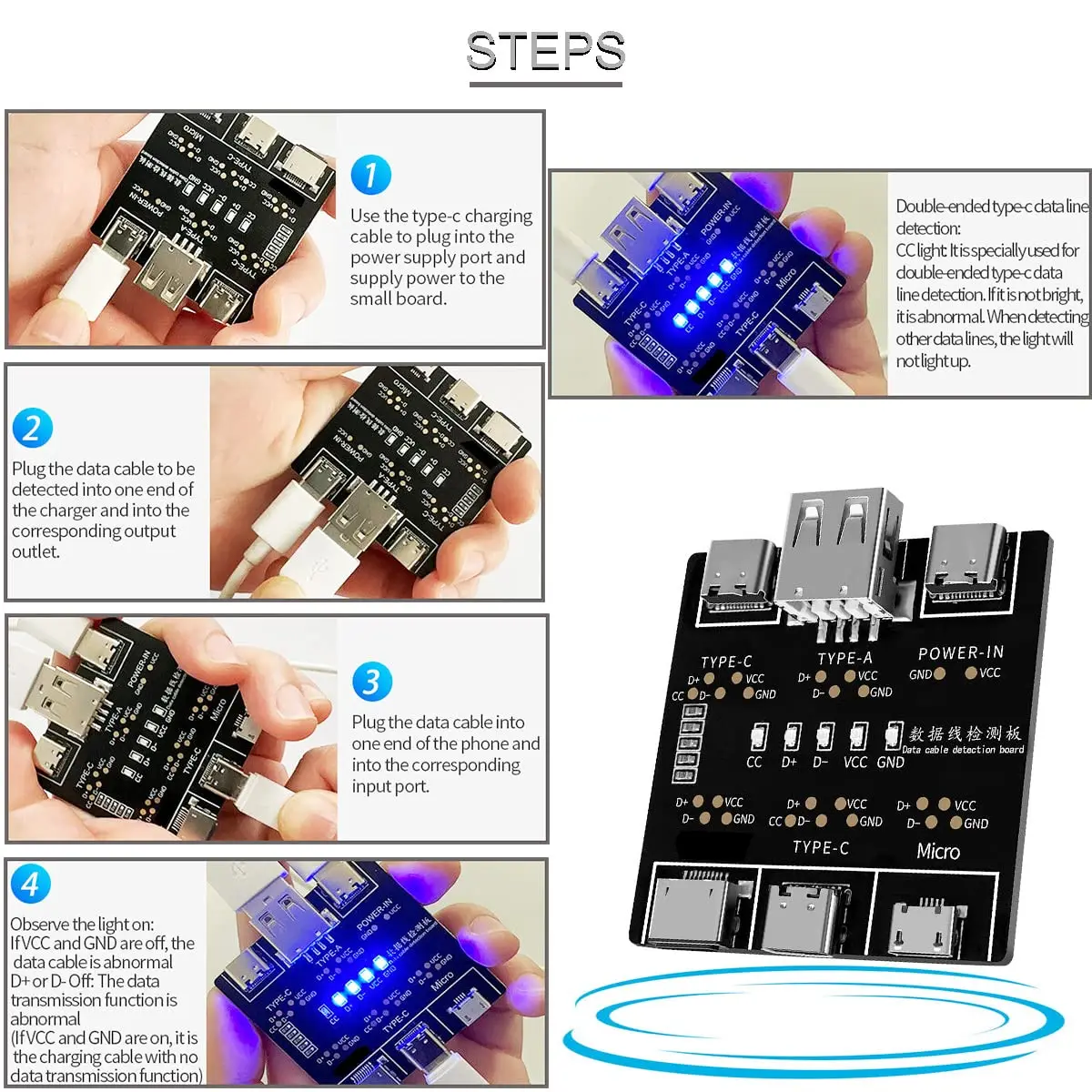 1-3 buah Papan Penguji Kabel D - Micro Usb Cable ulasan dan harga