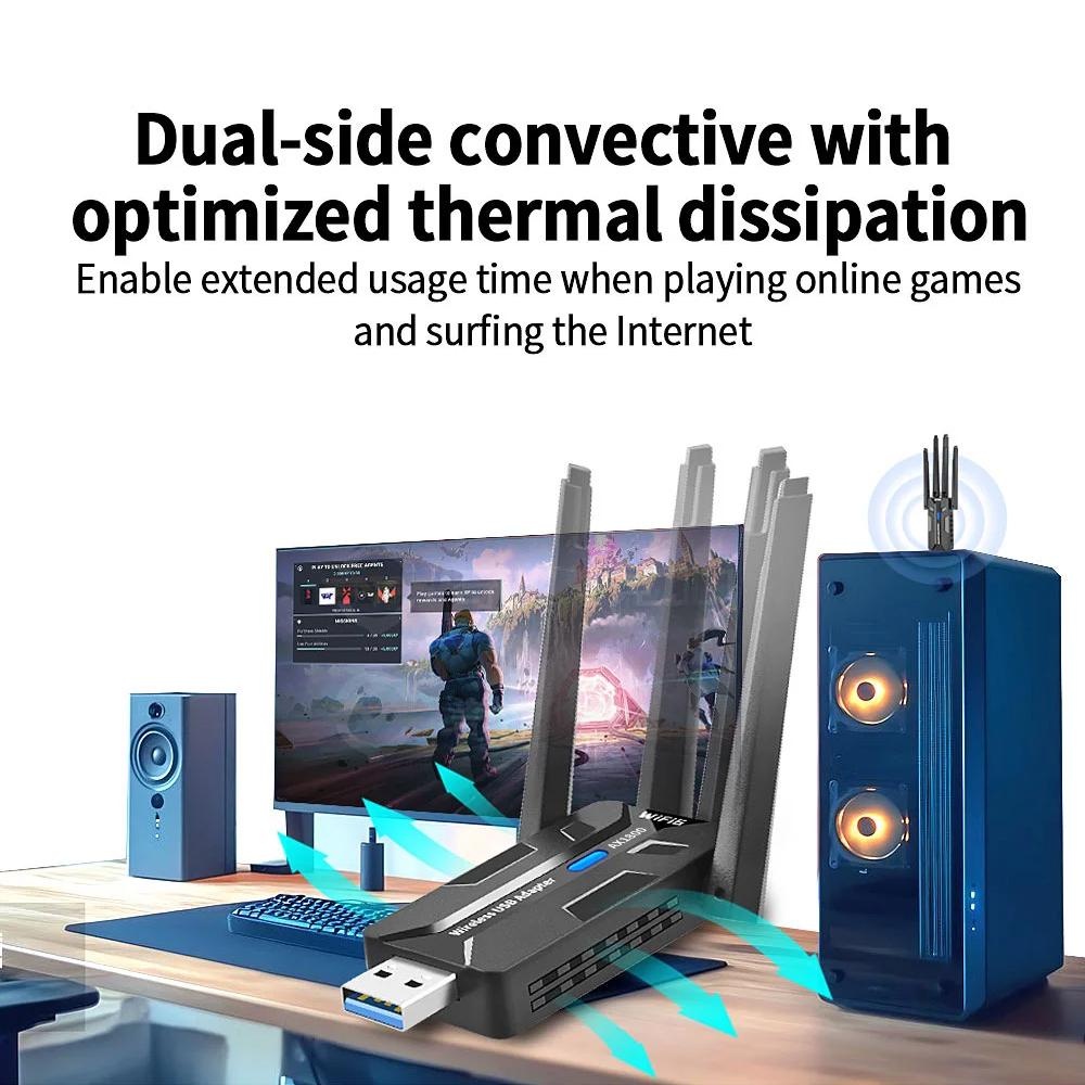 Adaptor USB WiFi 6 1800Mbps Du - Antenna 2.4Ghz ulasan dan harga