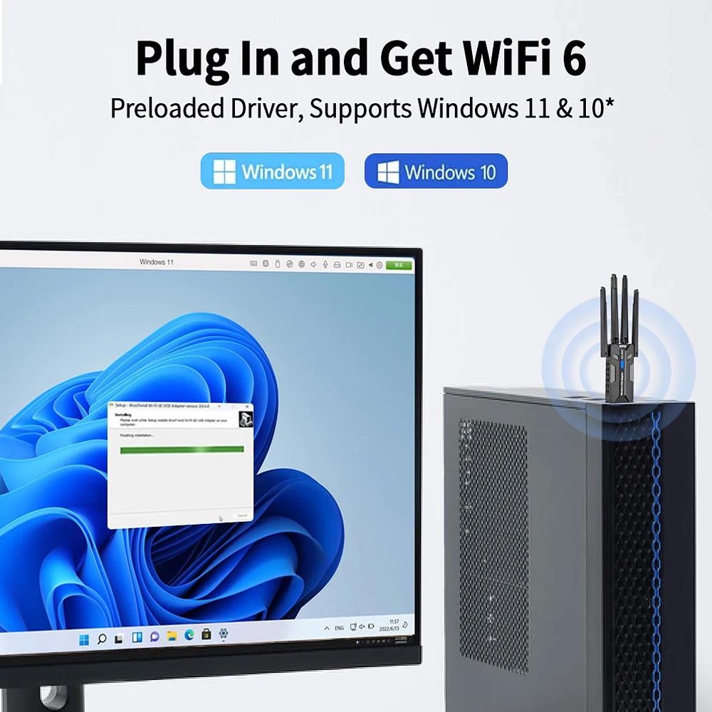Adaptor USB WiFi 6 1800Mbps Du - Antenna 2.4Ghz ulasan dan harga